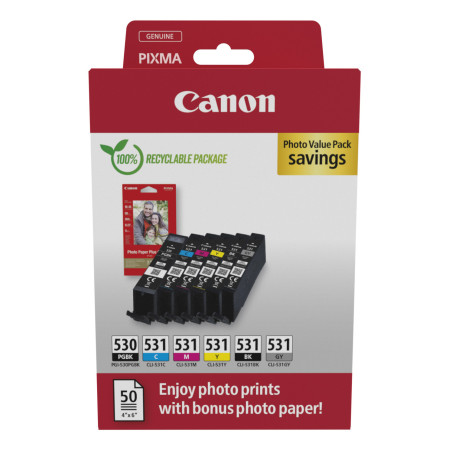Canon PGI-530/CLI-531 PVP ink cartridge 6 pc(s) Original Black, Cyan, Gray, Magenta, Photo black, Yellow