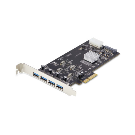 StarTech.com Carte PCIe USB à 4 Ports, USB 3.2 5Gbps, Carte d'Extension PCI Express avec 4 Contrôleurs USB Indépendants, 4