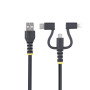 StarTech.com Câble de Charge USB de 1m Robuste, USB vers Lightning/Micro-USB/USB-C, Certifié Apple MFi, Gaine en Aramide,