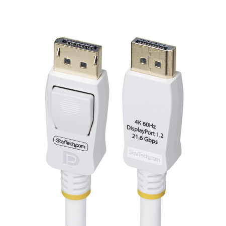StarTech.com Câble DisplayPort 1.2 de 3m Blanc Certifié VESA, 4K 60Hz, 21.6Gbps, Connecteurs DP Verrouillables, Câble
