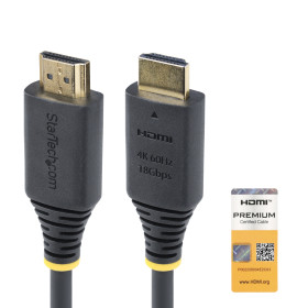 StarTech.com Câble HDMI Haut Débit de 2m Certifié Premium, 4K 60Hz/1440p 144Hz, HDR10/HDCP 2.2/ARC, 18Gbps, Cordon HDMI 2.0 UHD
