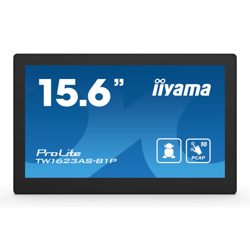iiyama TW1623AS-B1P signage display Interactive flat panel 15.6" Wi-Fi 450 cd/m² Double Full HD Black Touchscreen Built-in