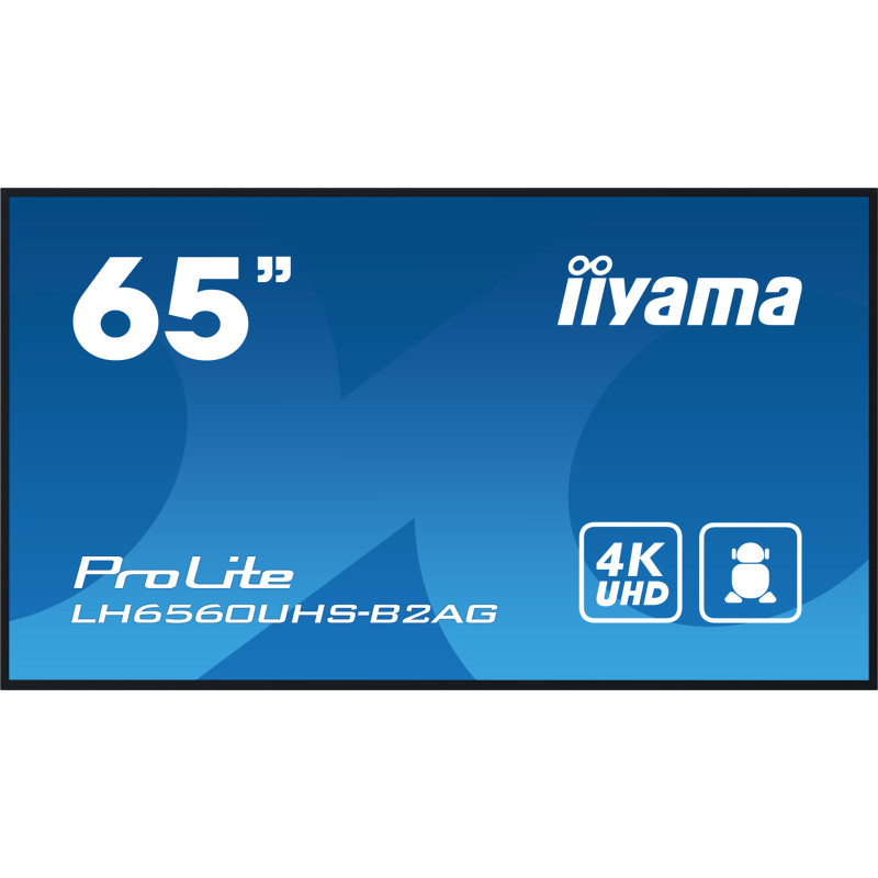 iiyama LH6560UHS-B2AG Écran d'affichage dynamique Carte A numérique 165,1 cm (65") LED Wifi 500 cd/m² 4K Ultra HD Noir Intégré