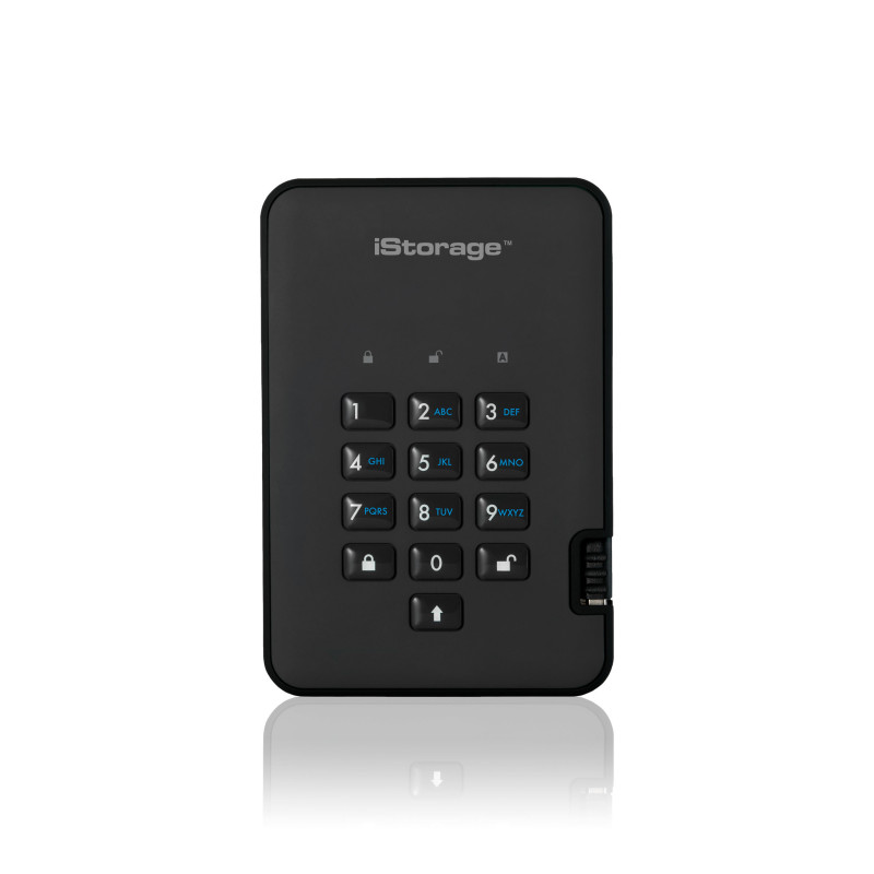 iStorage diskAshur2 256-bit 4TB USB 3.2 secure encrypted solid-state drive - Black IS-DA2-256-SSD-4000-B