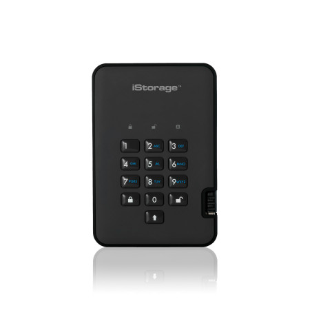 iStorage diskAshur2 256-bit 4TB USB 3.2 secure encrypted solid-state drive - Black IS-DA2-256-SSD-4000-B
