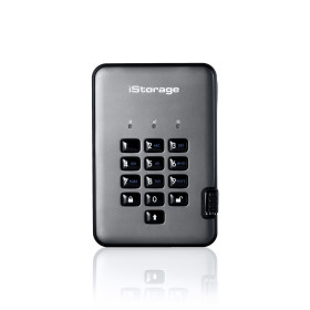 iStorage diskAshur PRO2 256-bit 512GB USB 3.2 secure encrypted solid-state drive IS-DAP2-256-SSD-512-C-G