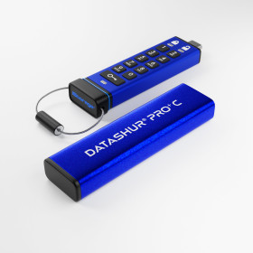 iStorage datAshur PRO+C 32GB | Secure USB Type-C Memory Stick | FIPS 140-3 Level 3 pending | PIN protected | Type C-A adapter