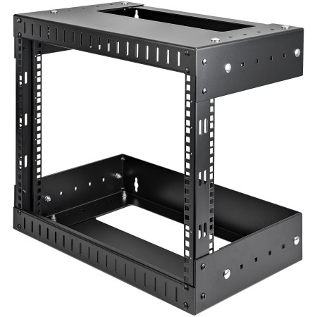 StarTech.com Rack Réseau Mural 8U à 2 Montants, Rack Serveur 19" à Cadre Ouvert avec Profondeur Ajustable, Rack de Données