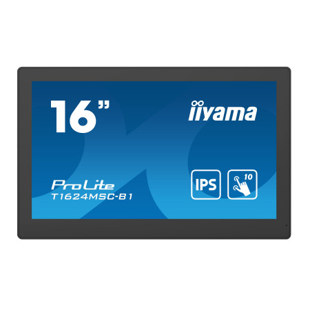 iiyama T1624MSC-B1 signage display Interactive flat panel 15.6" LCD 450 cd/m² Full HD Black Touchscreen 24/7